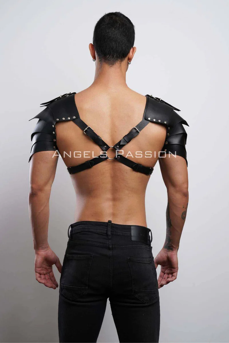 Festival black shoulder armor harness with back strap