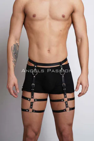 Leather Men's Leg Harness, Men's Jeans Accessory - APFTM165