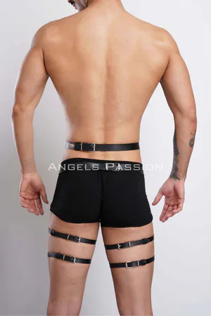 Leather Men's Leg Harness, Men's Garter, Men's Fancy Accessory - APFTM167