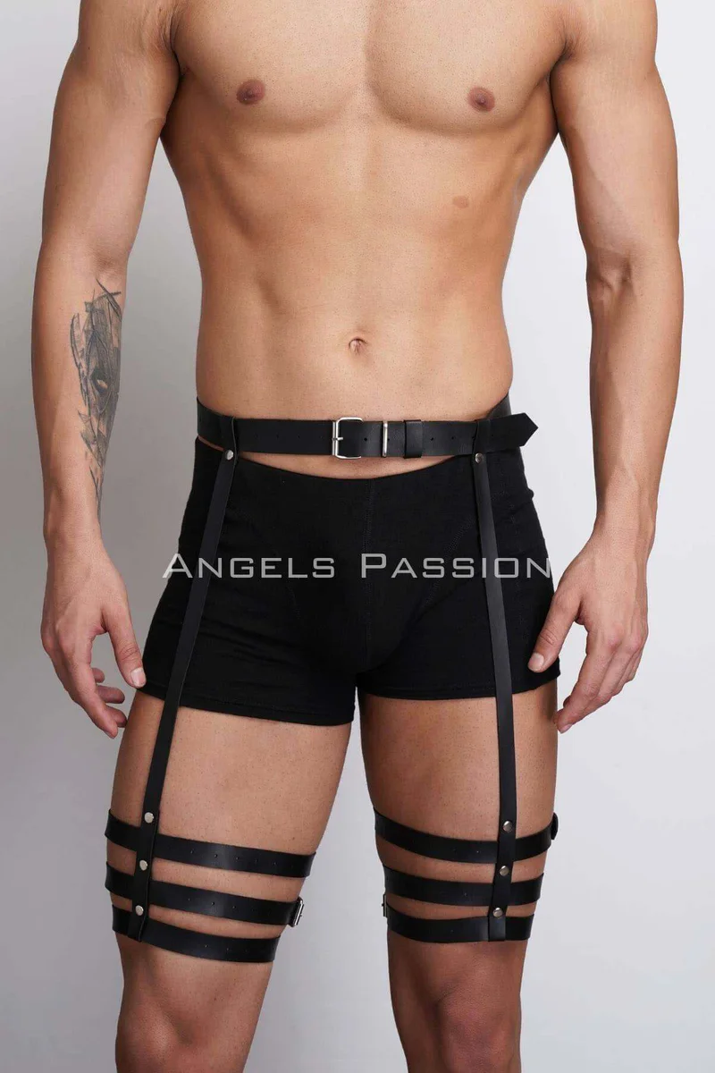 Vegan Leather Leg Harness black men's