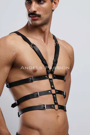 Men's Underwear Sexy Fantasy Wear - Men's Leather Fantasy Wear - Sexy Men's Leather Harness - APFTM38
