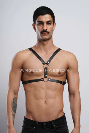 Men's Leather Chest Harness, Men's Fancy Wear, Clubwear, Partywear - APFTM44