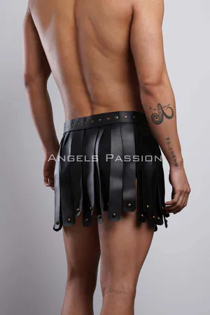 Men's Leather Skirt, Gladiator Skirt, Men's Cosplay Costume - APFTM93
