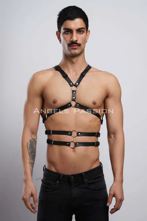 Men's Chest Belt, Stylish Men's Fancy Wear with Back Detail, Stylish Leather Belt - APFTM97