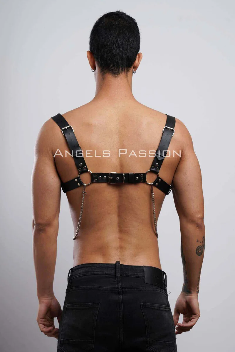 Festival black faux leather harness
