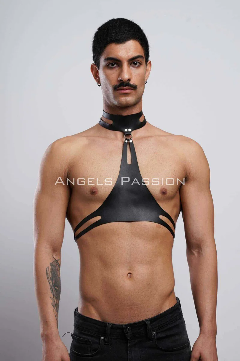 Black Vegan Leather Chest Harness