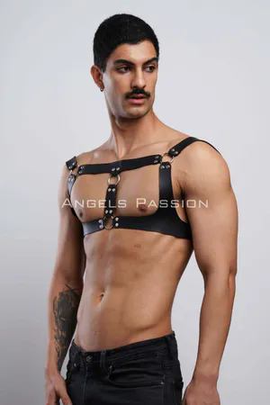 Men's Party Accessory, Clubwear, Leather Chest Harness, Men's Fancy Clothing - APFTM116