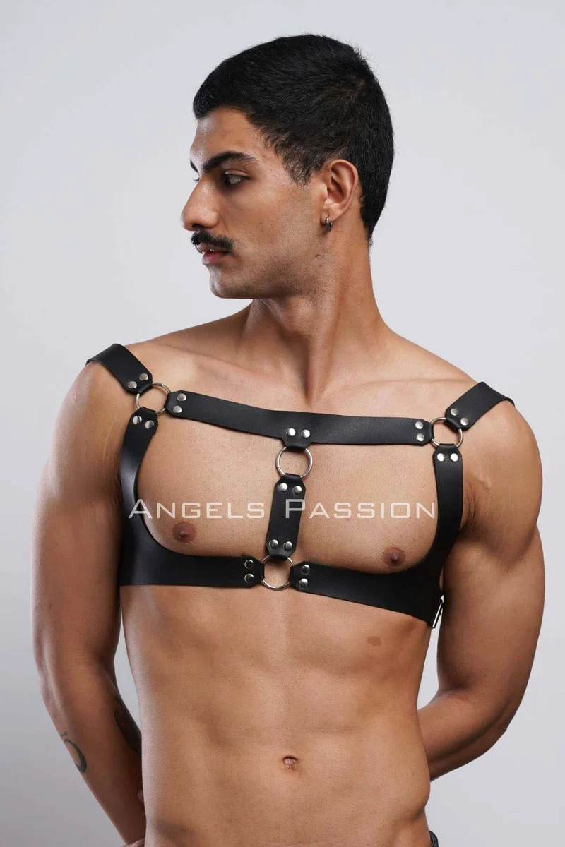 Black Leather Chest Harness Outfit Idea