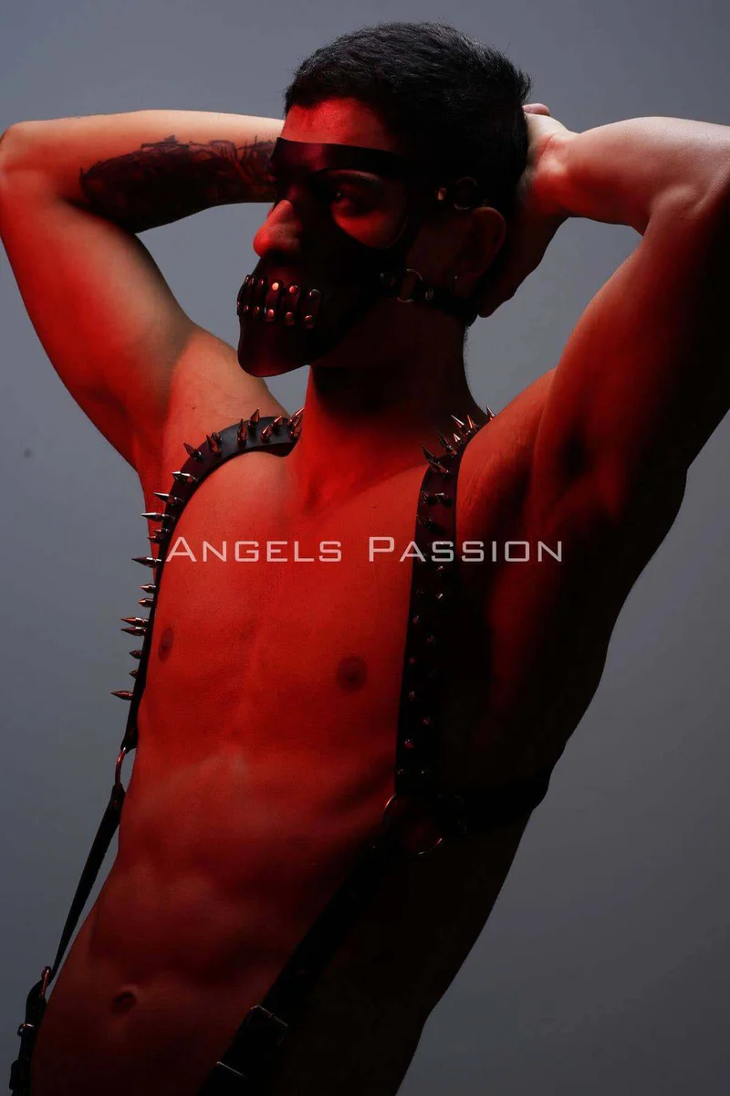 Festival black vegan leather harness