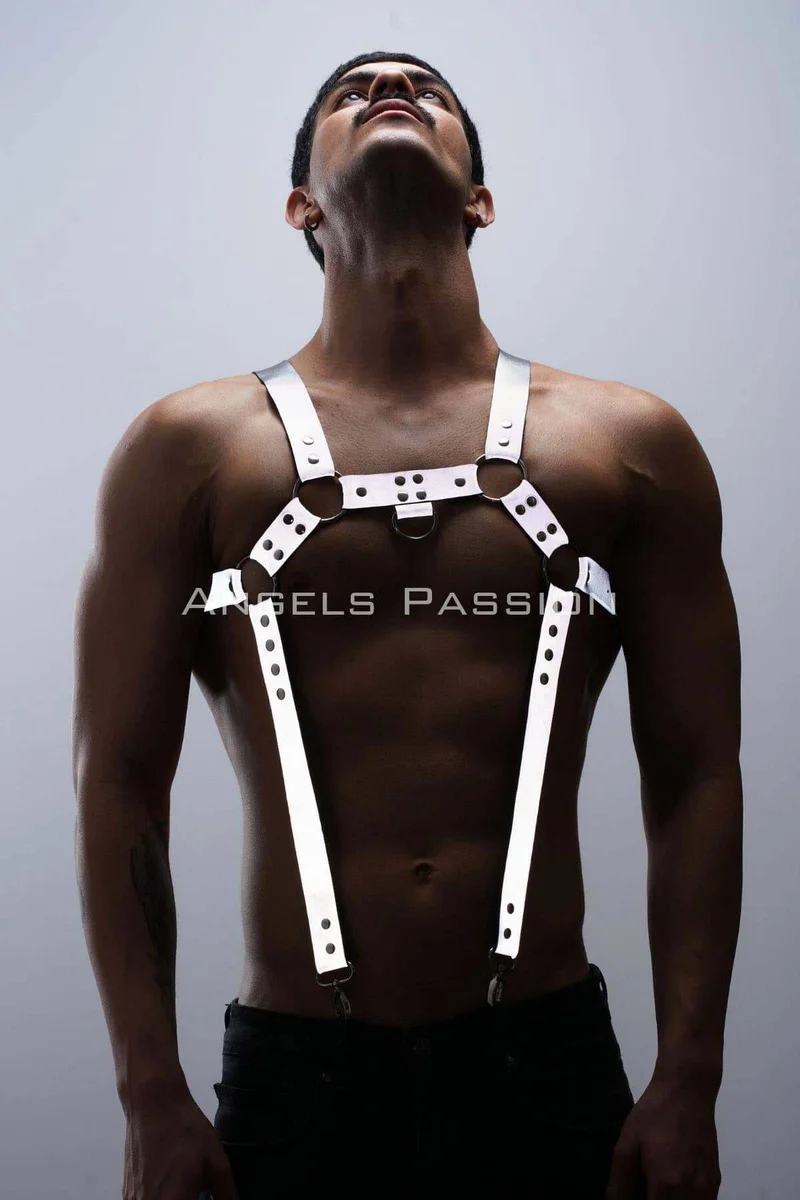 Mens Reflective Body Harness Silver Front