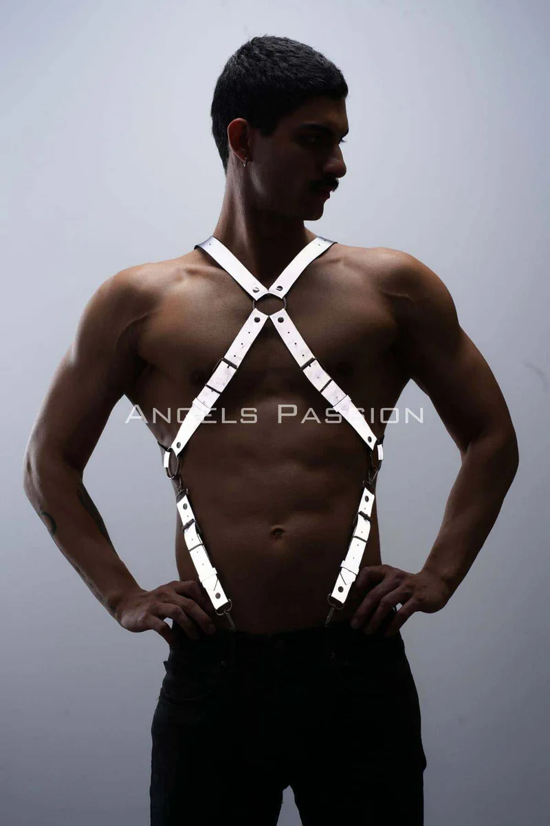 Reflective Chest Harness Front View Silver