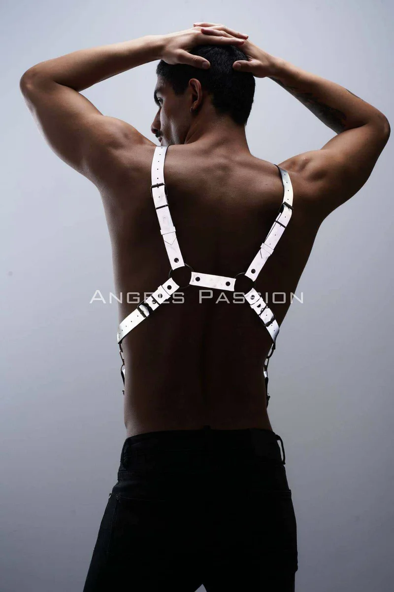 Festival outfit silver reflective harness set with trouser