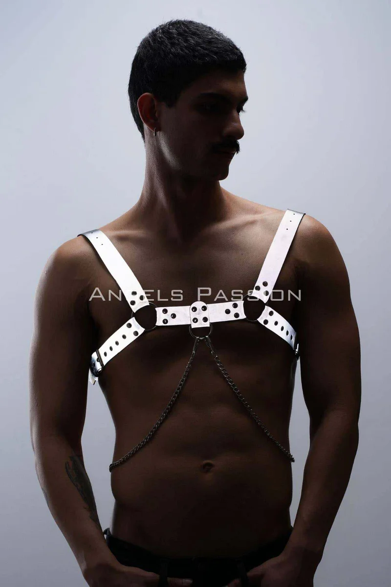 Silver Reflective Harness Clubwear Style