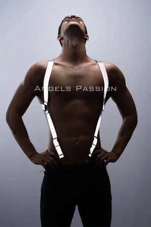 Reflective (Glow in the Dark) Chest Harness, Men's Trouser Suspenders, Reflective Clubwear - APFTM160