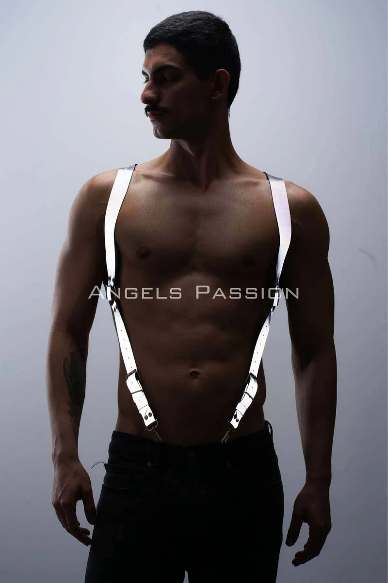 Reflective chest harness suspenders with silver