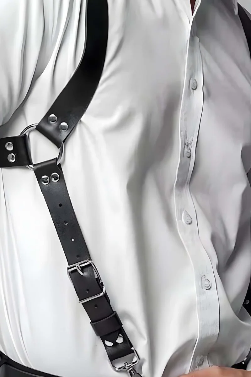 Black Faux Leather Shoulder Harness