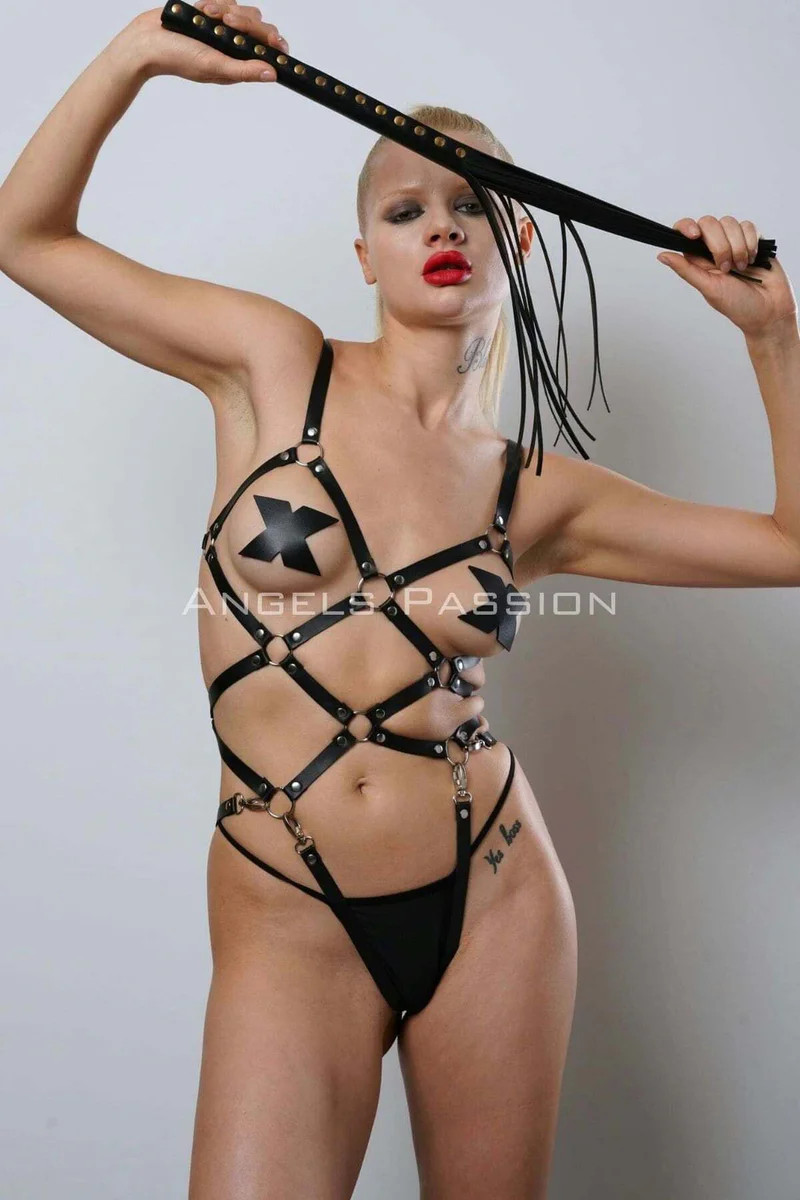 Adjustable Leather Body Harness for Women - Full Body Straps