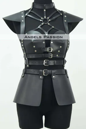 Leather Dress Harness, Leather Skirt and Chest Dress - APFT1371