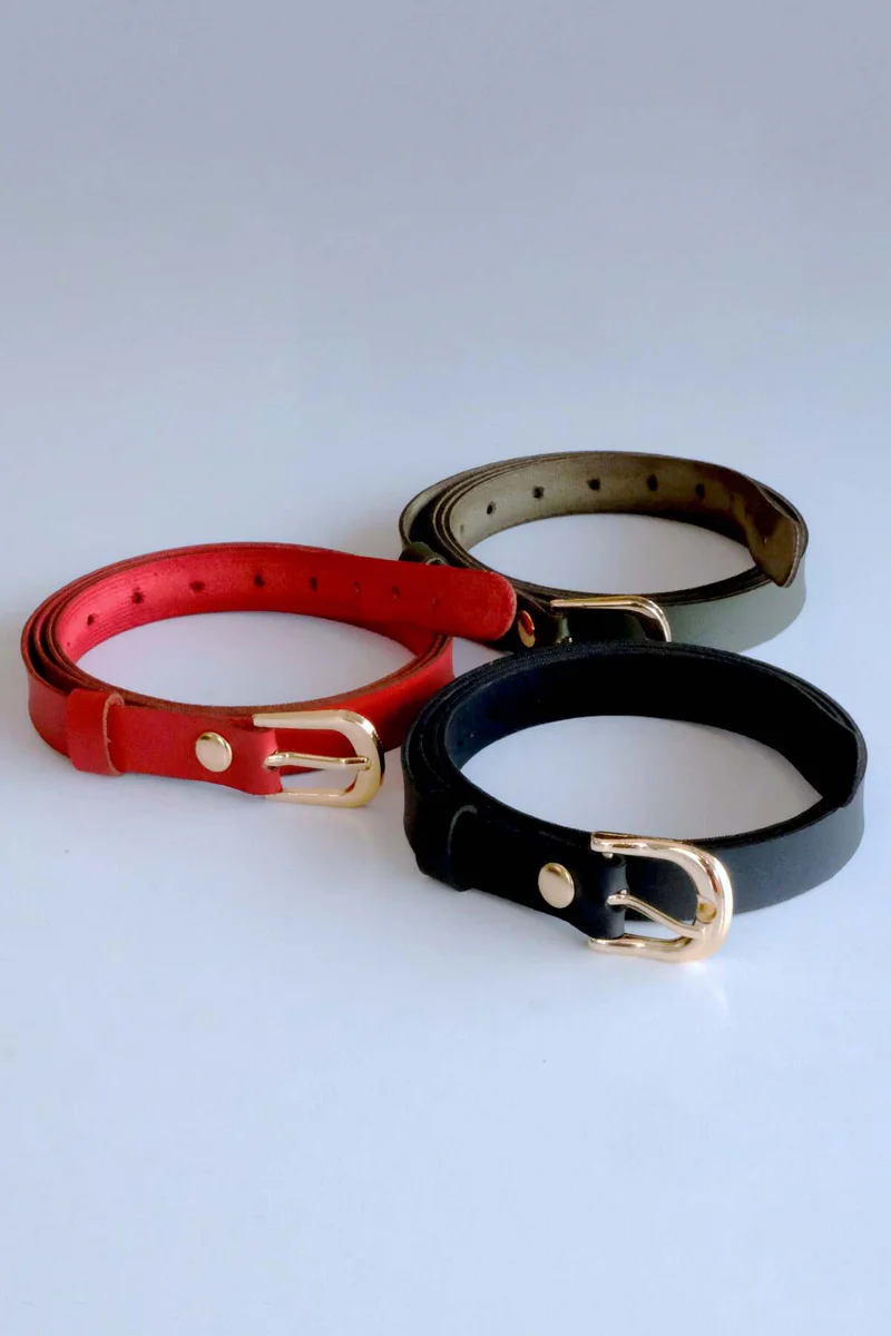 Thin Waist Belts Women Buckle Det