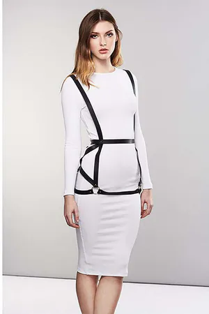 Sexy Leather Dress with Leather Harness - APFT1390