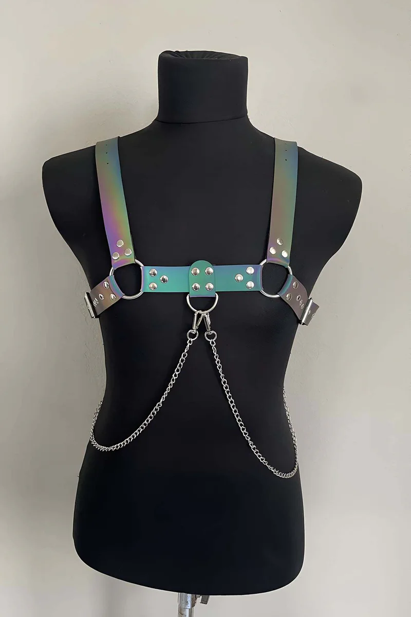 Holographic Reflective Chest Harness worn