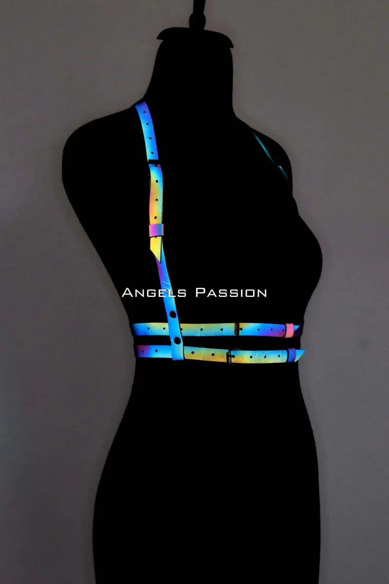 Reflective Harness Top – Iridescent Festival Rave Outfit Accent