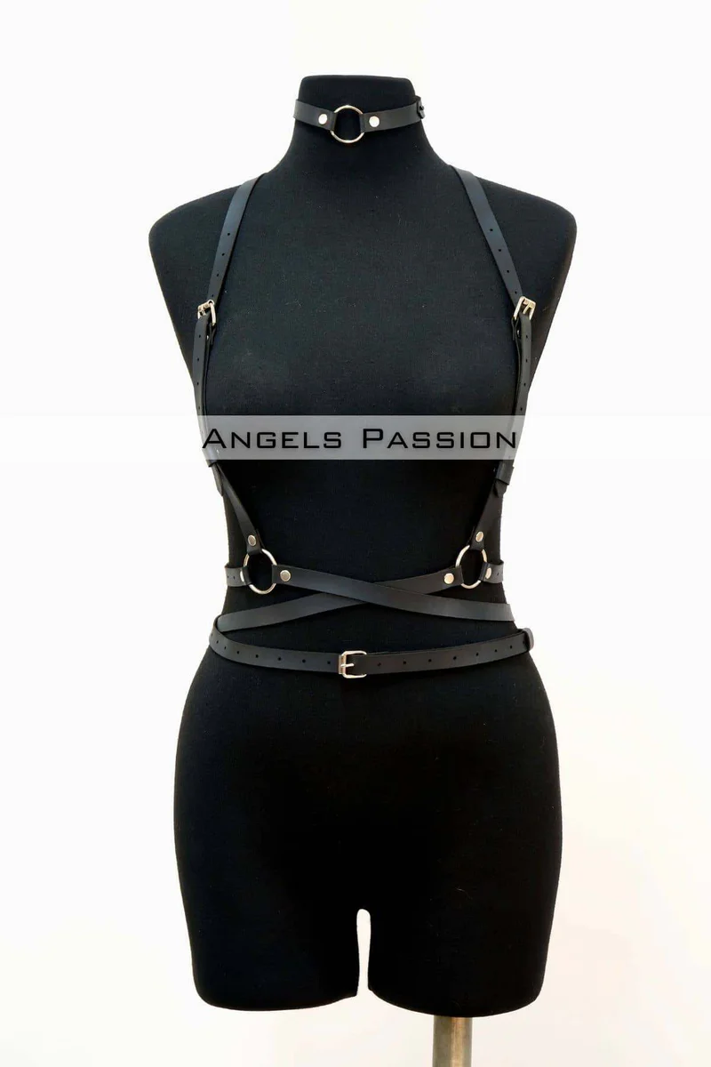 Faux leather harness outfit inspiration for