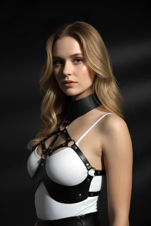 Open Breasted Leather Fancy Wear, Leather Chest Harness - APFT1237