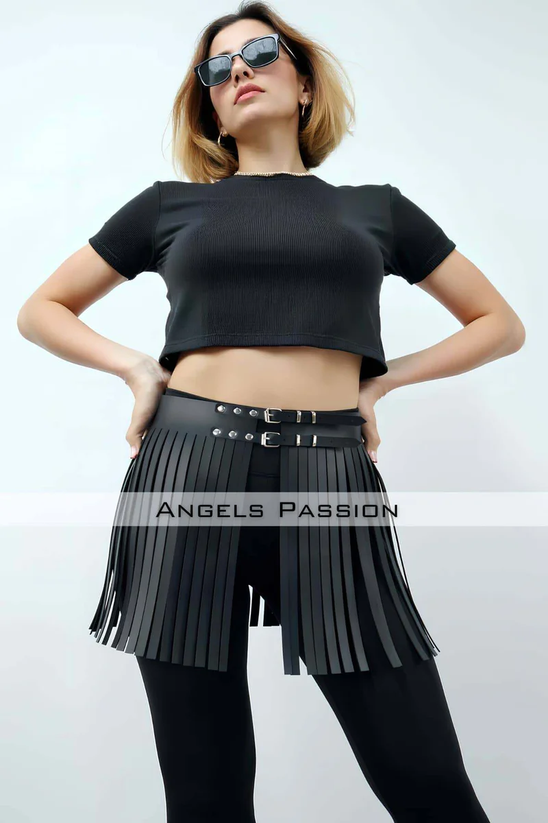 Black Fringe Belt Waistband Close-Up