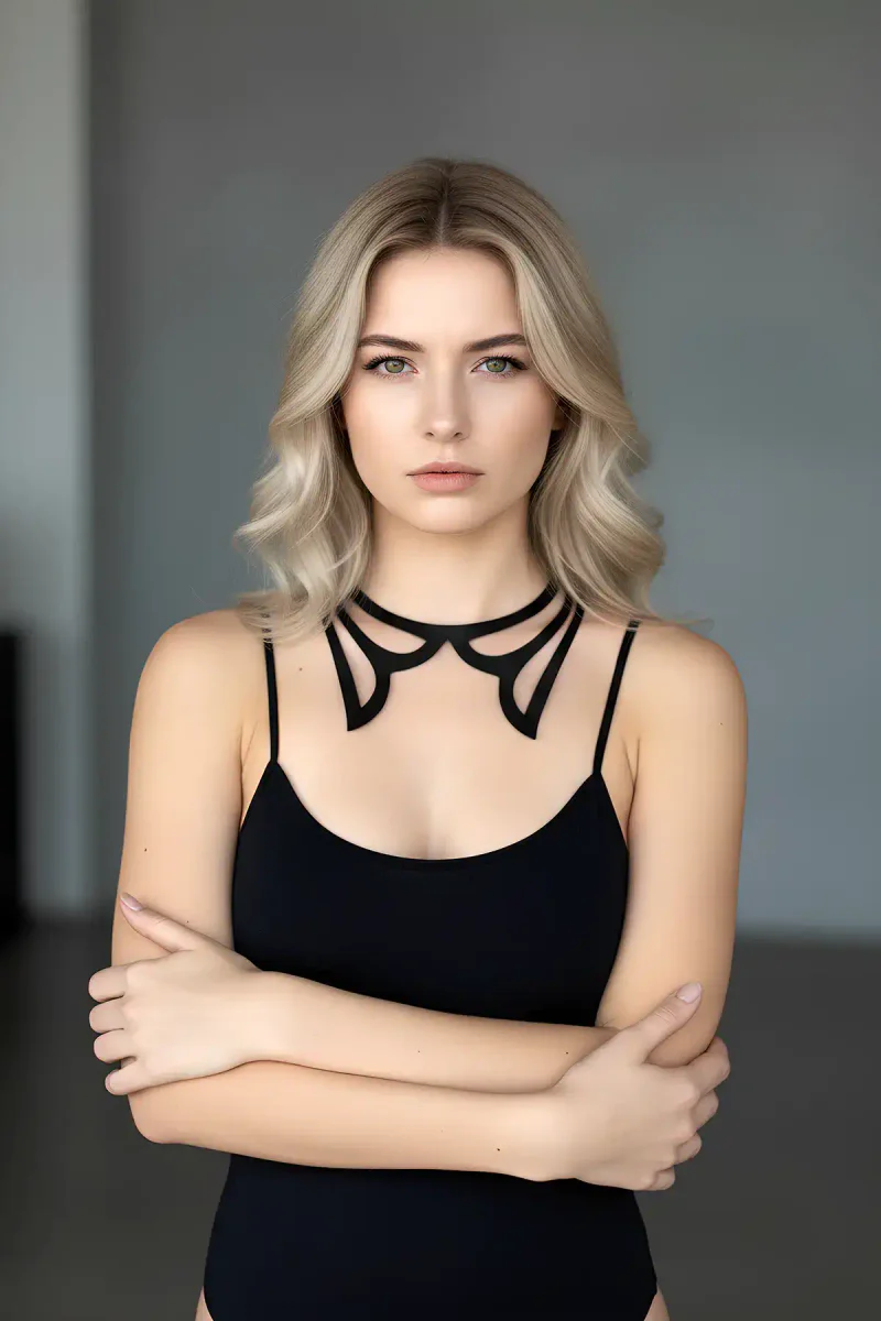 Laser Cut Leather Choker Necklace - Modern Collar Design