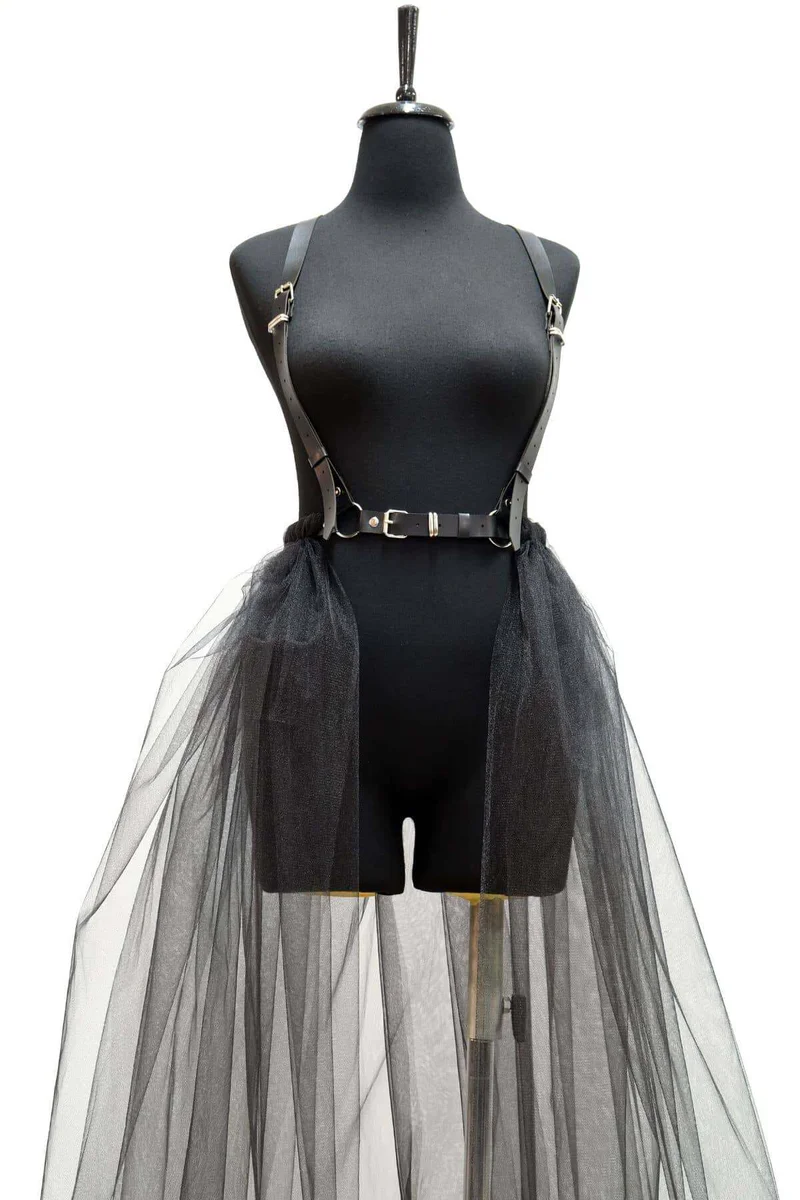 Black Tulle Skirt Harness Front