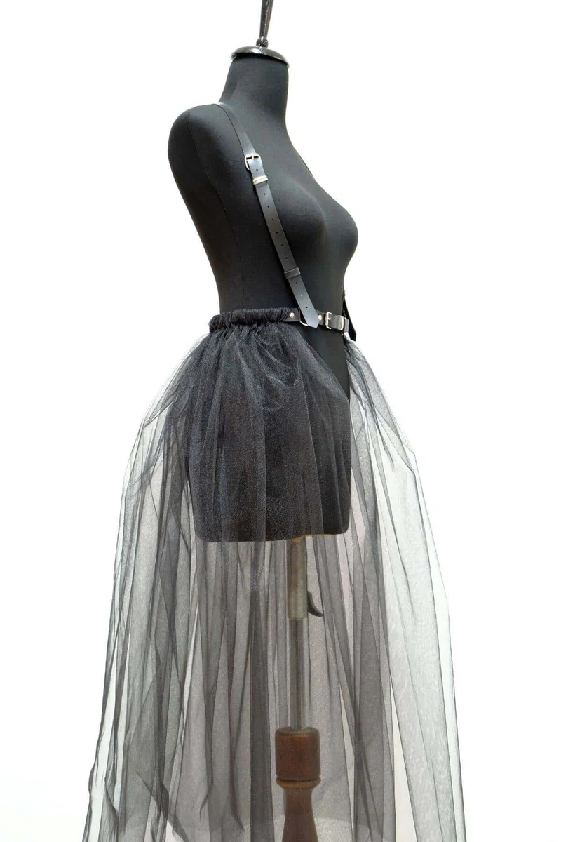 Dramatic black tulle skirt with