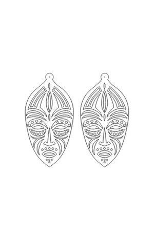 White Reflective Ethnic Face Earrings, Stylish Laser Cut Earrings - APBJ022