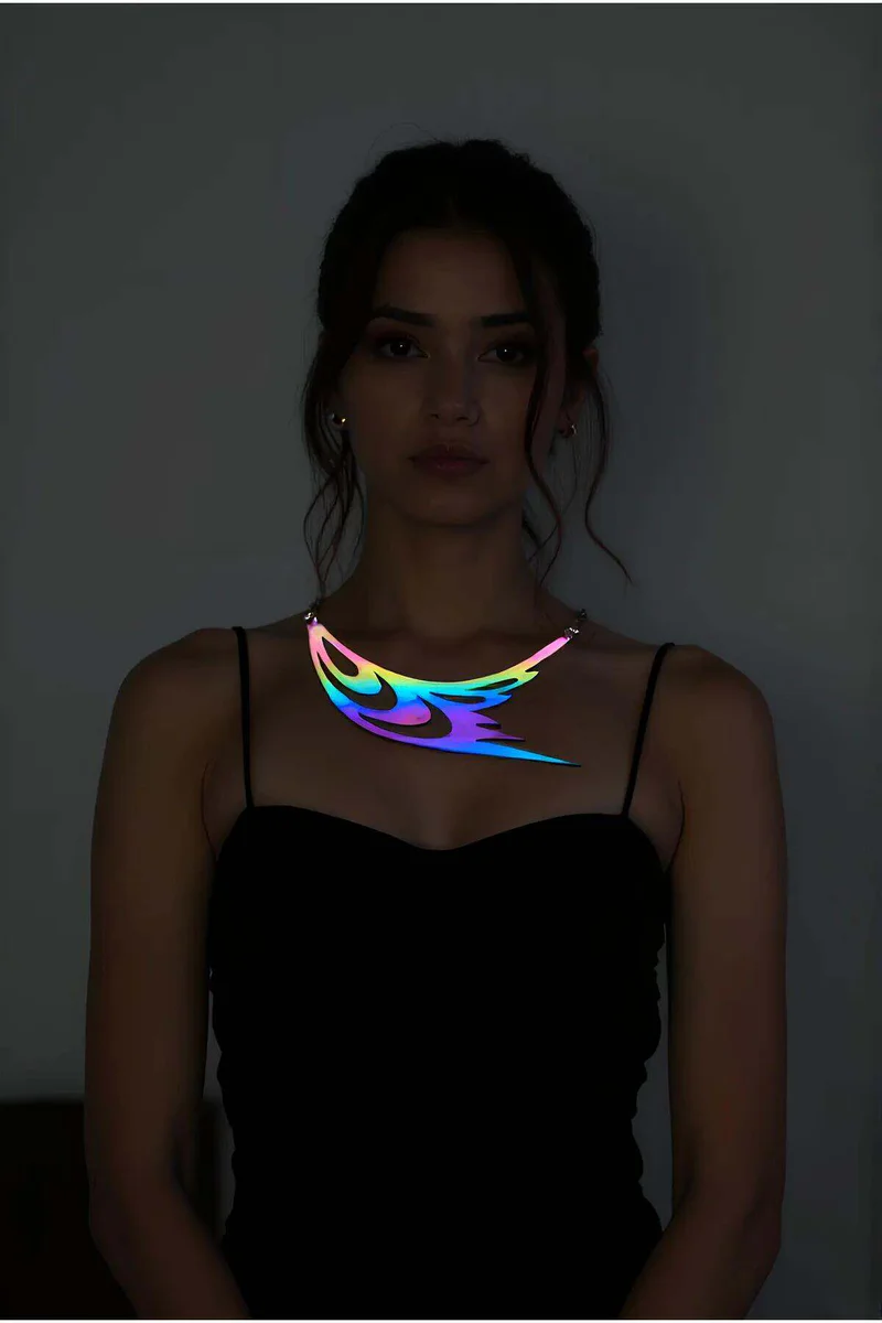 Reflective Choker Necklace | Iridescent Statement Jewelry