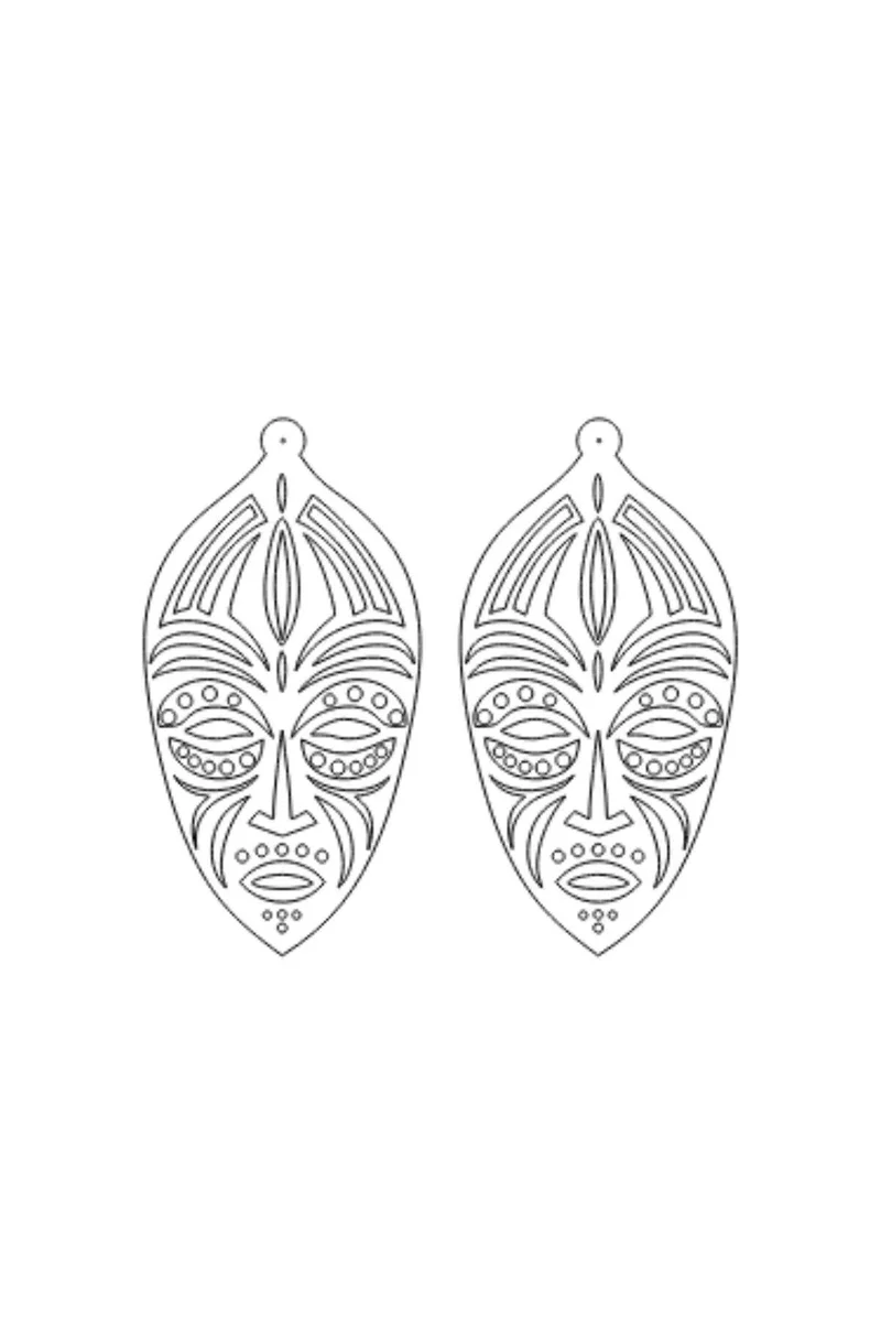 Laser Cut Ethnic Mask Earrings