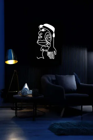 Minimalist Single Line Art, Reflective Leather Wall Decor