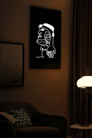 Minimalist Single Line Art, Reflective Leather Wall Decor