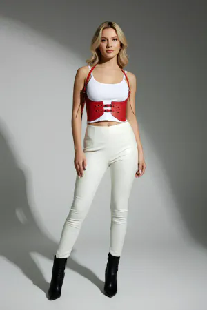 Red Color Thick Women's Belt, Dress Belt, Stylish Leather Belt, Leather Belt Harness - APFT605