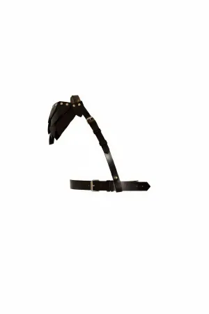 Black Women's Belt Leather Harness Waist Accessory with Buckle - APFT1033