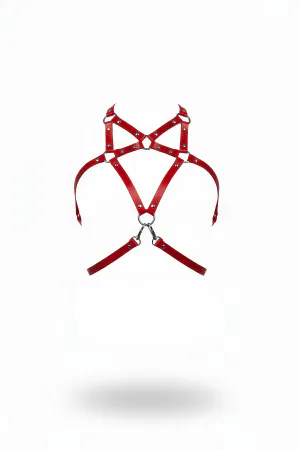 Red Women's Belt Leather Metal Ring Detailed Body Accessory - APFT108