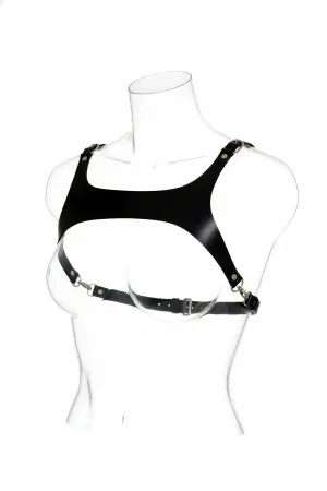 Black Faux Leather Underbust Chest Harness Wide Shoulder Straps Adjustable