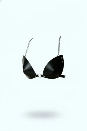 Black Chest Harness Tapered Cut Studded Leather - APFT1227
