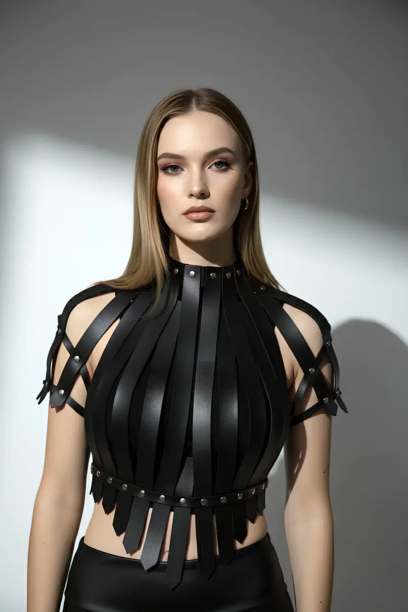 Vegan Leather Crop Top Harness
