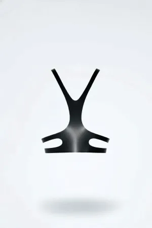 Sculptural Faux Leather Y-Strap Harness Top Black Minimalist Design