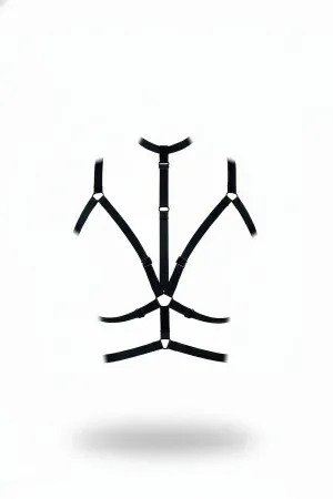 Black Chest Harness with Adjustable Elastic Cage Detail - APFT137