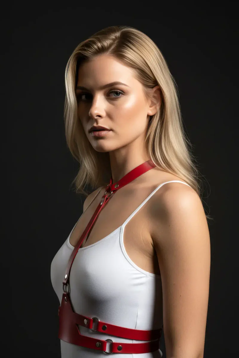 Underbust Harness Strappy Design Red