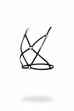 Black Chest Harness Leather with Adjustable Metal Ring - APFT181