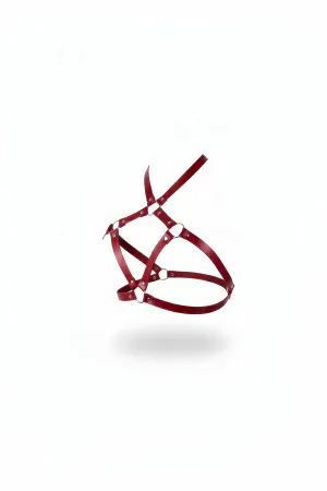 Red Chest Harness Leather Ring Detailed Body Accessory - APFT231