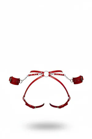 Red Harness Set with Chain Detail and Handcuffs - APFT270