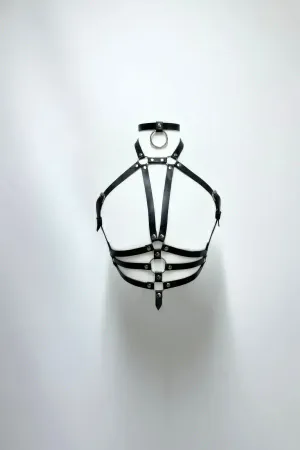 Black Women's Belt Faux Leather Ring Detailed Body Accessory - APFT27